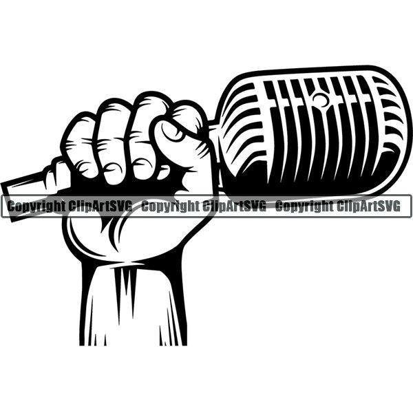 Microphone Mic Audio Music Record Broadcast Podcast Webinar Equipment Logo ClipArt SVG