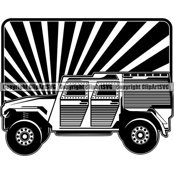Military Weapon Vehicle Armored SUV ClipArt SVG