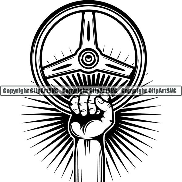 Sports Car Racing Hand Sunburst ClipArt SVG