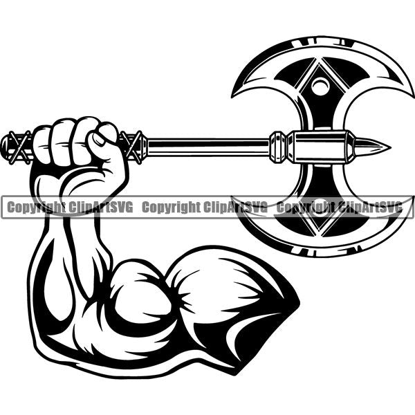 Viking Warrior Axe Double ClipArt SVG