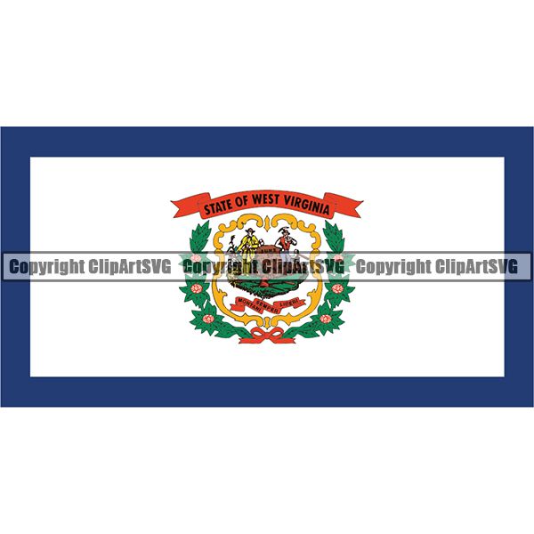 State Flag Square West Virginia ClipArt SVG