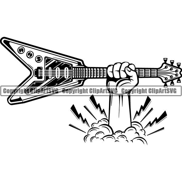 Music Musical Instrument Guitar Electric 8iik4 lightning ClipArt SVG