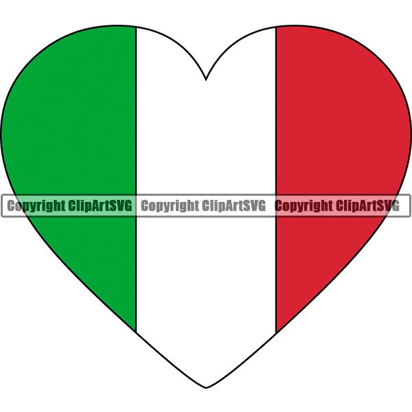 Country Flag Heart Italy ClipArt SVG