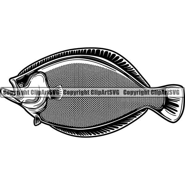 Sports Game Fishing Hunting Fish Hunt Fish Flounder ClipArt SVG