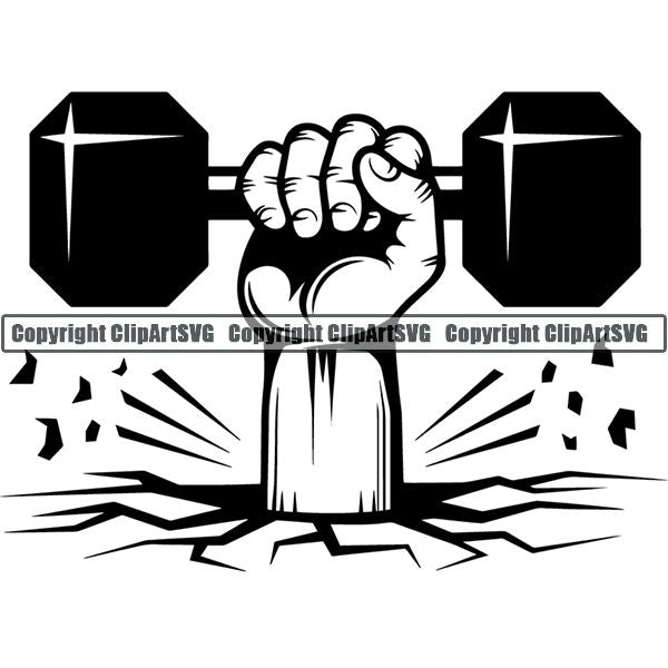 Gym Sports Bodybuilding Fitness Muscle Hand Break ClipArt SVG