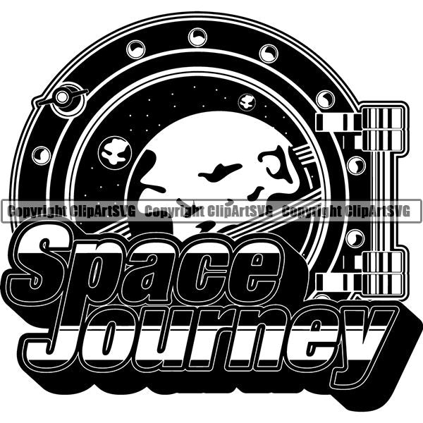 Astronaut Outer Space Shuttle Sci-Fi Science Fiction Logo ClipArt SVG