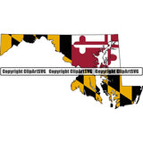 State Flag Map Maryland ClipArt SVG