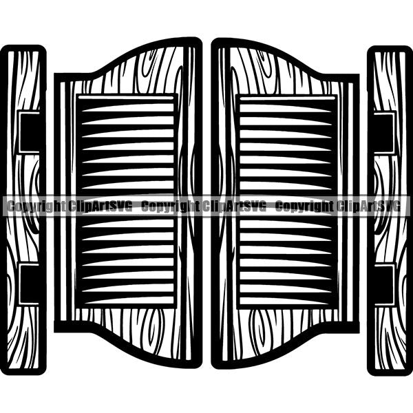 Occupation Cowboy Saloon Door ClipArt SVG