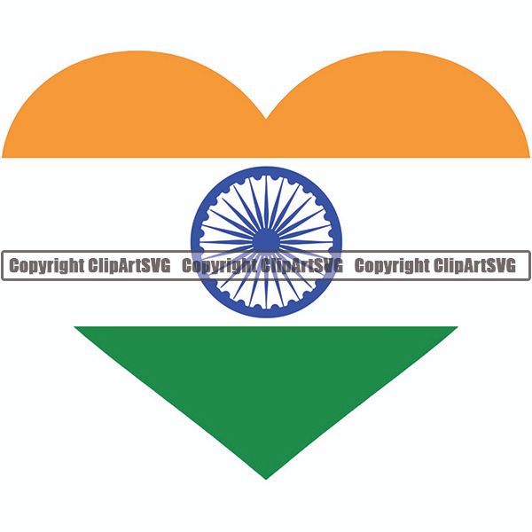 Country Flag Heart India ClipArt SVG