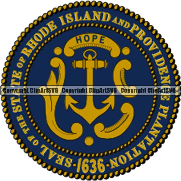 State Flag Seal Rhode Island ClipArt SVG