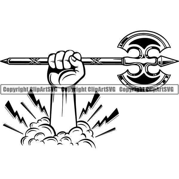 Viking Warrior Axe Double ClipArt SVG