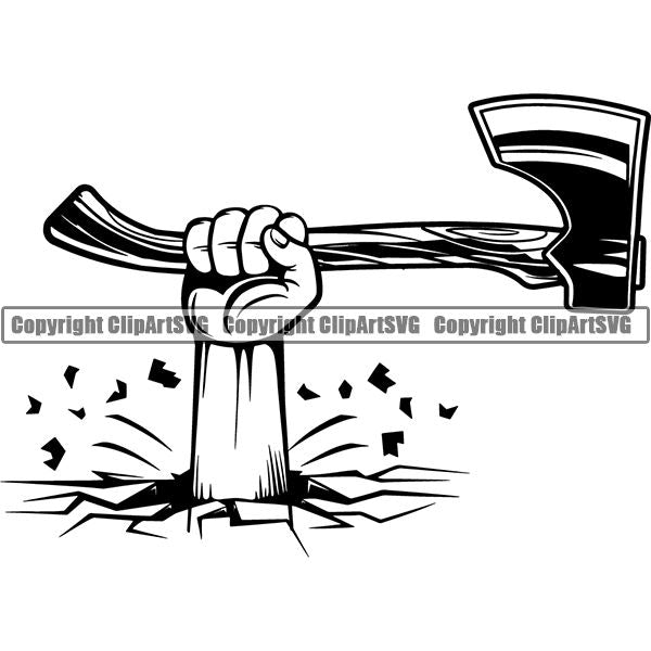 Construction Woodworking Carpenter Lumberjack Axe ClipArt SVG