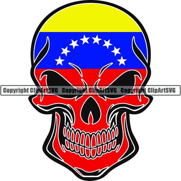 Country Flag Skull Venezuela ClipArt SVG