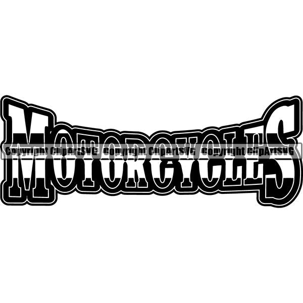 Motorcycle Bike Chopper Text ClipArt SVG