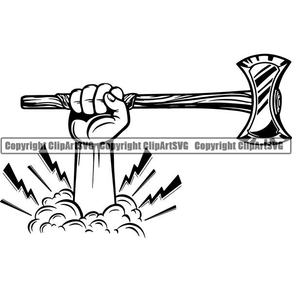 Viking Warrior Axe ClipArt SVG