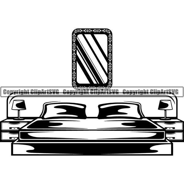 House Furniture Bedroom Set King Bed ClipArt SVG