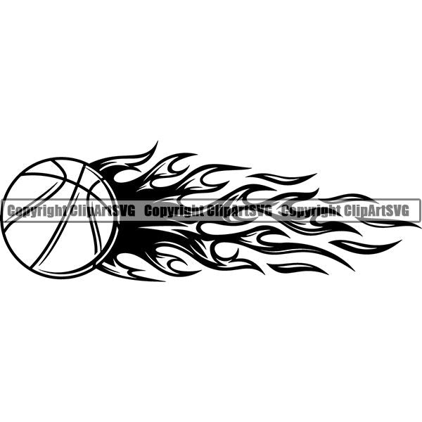 Sports Game Basketball Fire ClipArt SVG