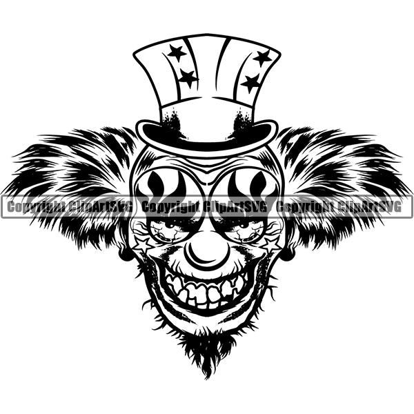 Evil Scary Clown ClipArt SVG