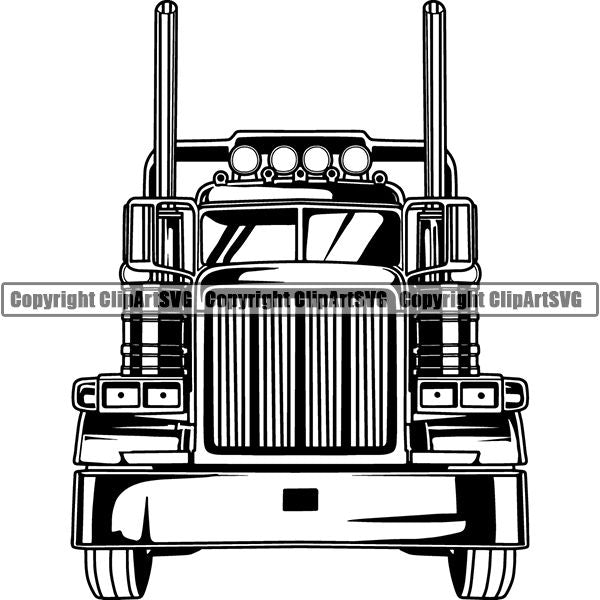 Truck Driver Trucking Trucker Driving Transportation Semi Tractor Trailer ClipArt SVG