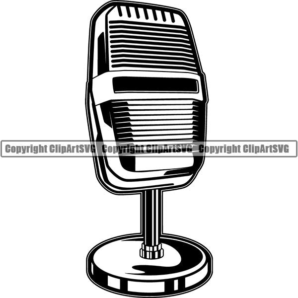 Microphone Mic Audio Music Record Broadcast Podcast Webinar Equipment ClipArt SVG