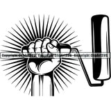 Painting Service Painter Paint Hand Sunburst Ribbon ClipArt SVG