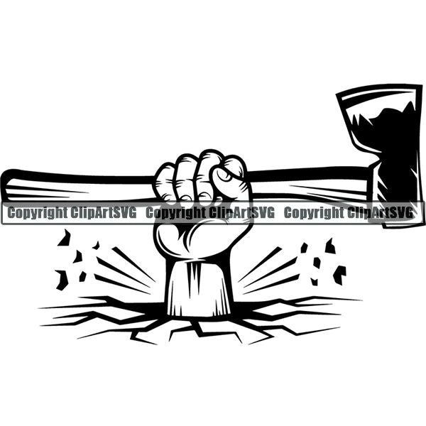 Construction Woodworking Carpenter Lumberjack Hand Break Ground ClipArt SVG