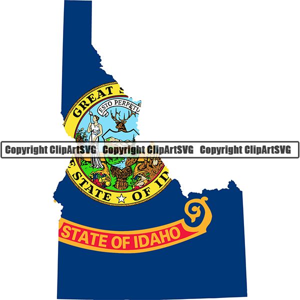 State Flag Map Idaho ClipArt SVG