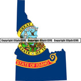 State Flag Map Idaho ClipArt SVG