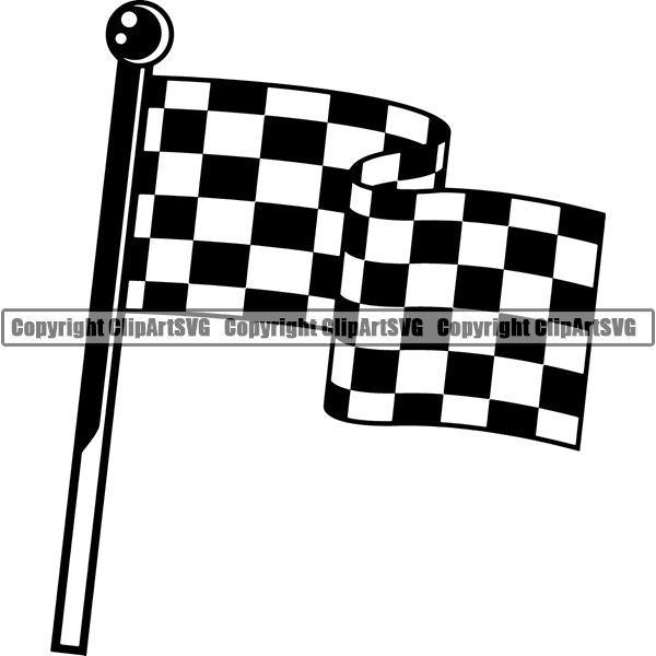 Sports Car Racing Checkered Flag ClipArt SVG