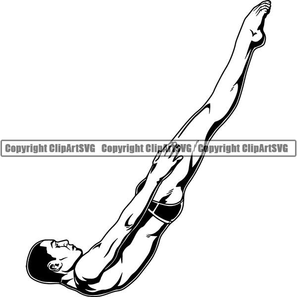 Sports Swimming Swimmer Diving Diver ClipArt SVG