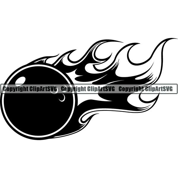 Sports Game Bowling Bowler Bowl Flame ClipArt SVG