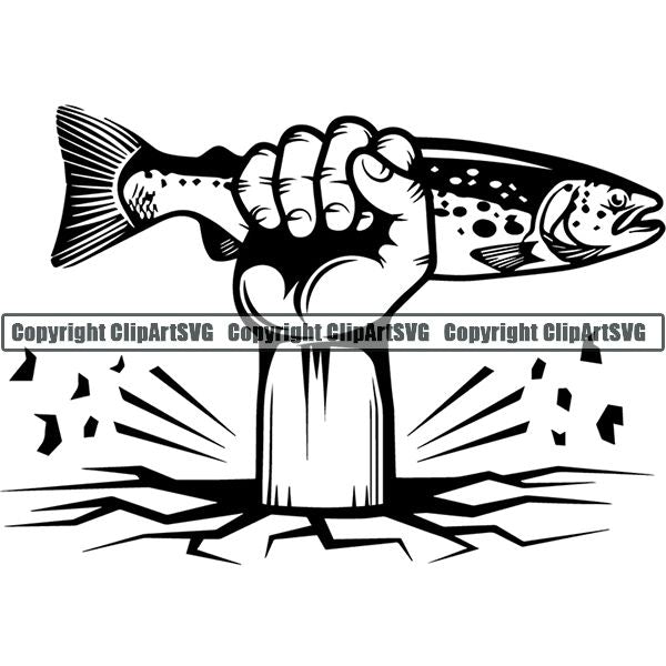 Sports Game Hunting Fishing Hunt Fish Trout Break ClipArt SVG