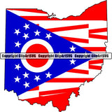 State Flag Map Ohio ClipArt SVG