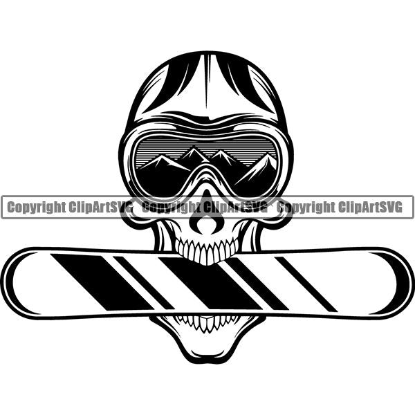 Sports Snowboarding Snowboard Skiing Ski Googles Helmet Skull Skeleton Scary Evil Horror Halloween Death Dead X Sports Extreme ClipArt SVG