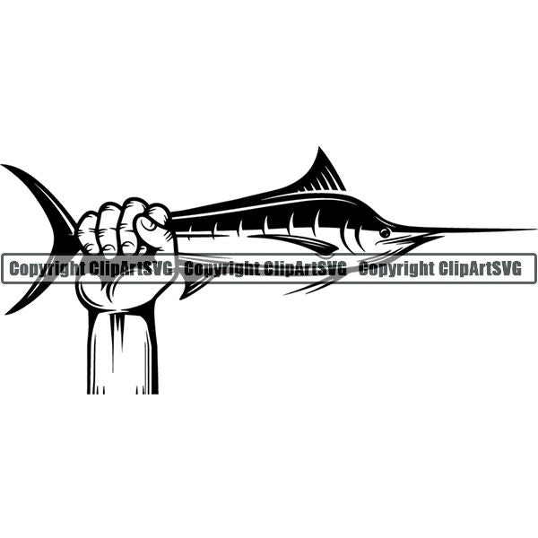 Sports Game Hunting Fishing Hunt Fish Marlin Hand ClipArt SVG