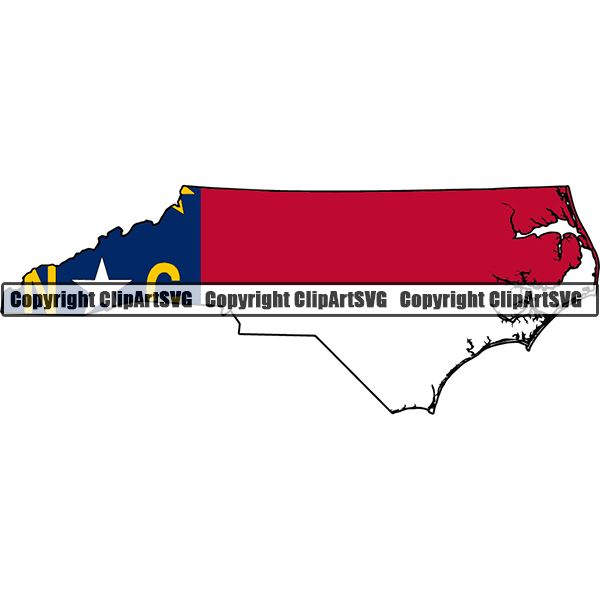 State Flag Map North Carolina ClipArt SVG