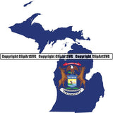 State Flag Map Michigan ClipArt SVG