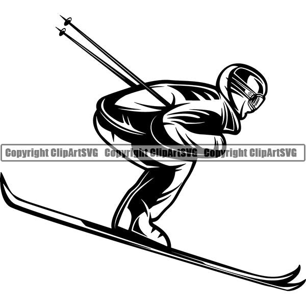 Sports Skiing Ski Snowboarding Snowboard Downhill ClipArt SVG