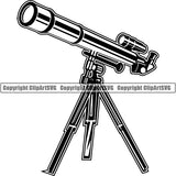 Astronaut Outer Space Shuttle Sci-Fi Science Fiction Telescope ClipArt SVG