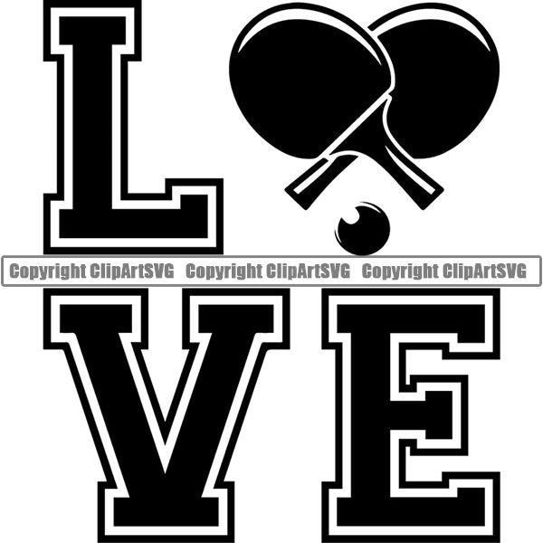 Sports Game Table Tennis Ping Pong Love ClipArt SVG