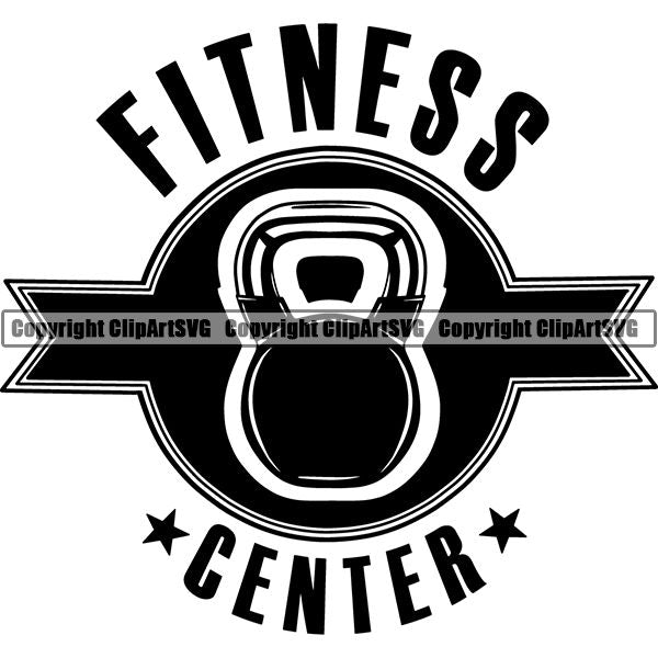 Gym Sports Bodybuilding Fitness Muscle Logo ClipArt SVG