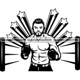 Sports Boxing Boxer MMA Fighter Logo ClipArt SVG