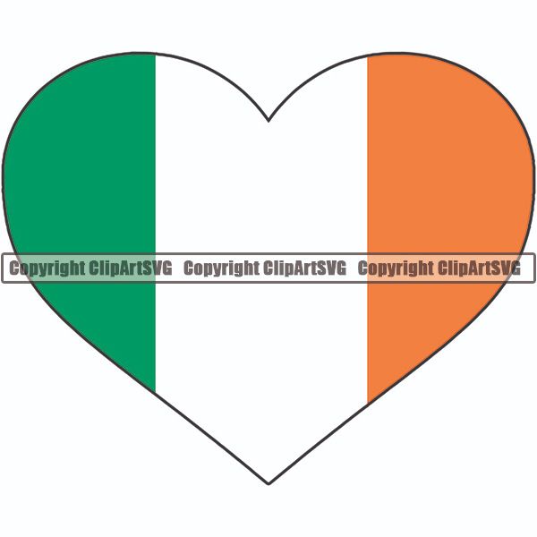 Country Flag Heart Ireland ClipArt SVG