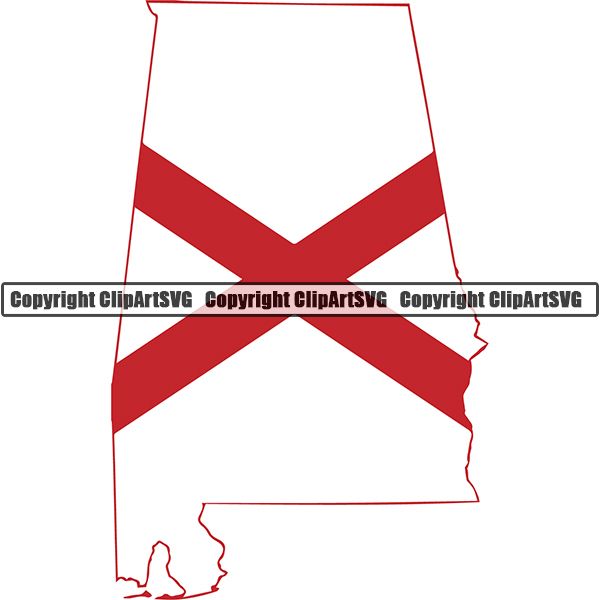 State Flag Map Alabama ClipArt SVG