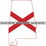 State Flag Map Alabama ClipArt SVG