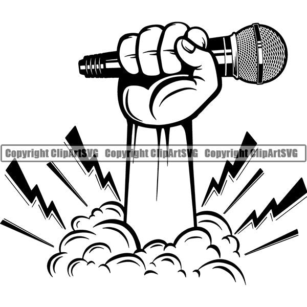 Microphone Mic Audio Music Record Broadcast Podcast Webinar Equipment Logo ClipArt SVG