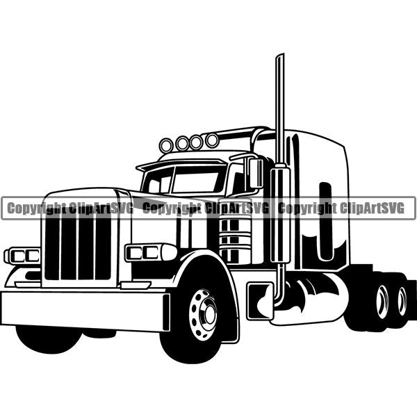Truck Driver Trucking Trucker Driving Transportation Semi Tractor Trailer ClipArt SVG