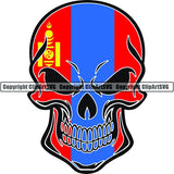 Country Flag Skull Mongolia ClipArt SVG