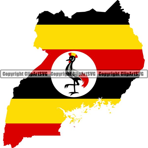 Country Flag Map Uganda ClipArt SVG
