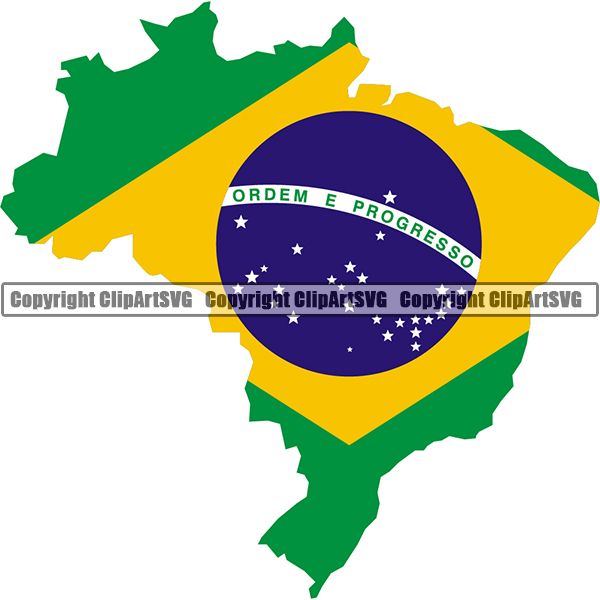 Country Flag Map Brazil ClipArt SVG